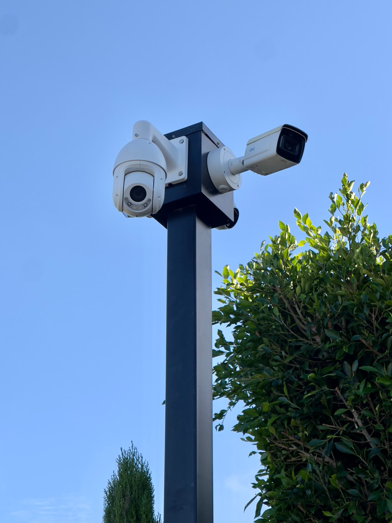 AI surveillance camera on a pole