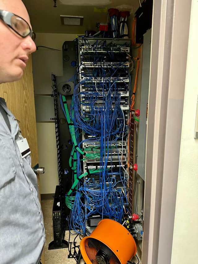 Organized network rack after cleanup